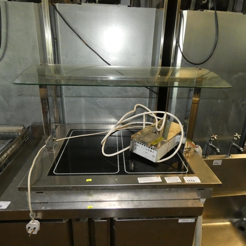 1115 - A commercial stainless steel integrated counter top hot plate by Afinox with illuminated gantry  240... 