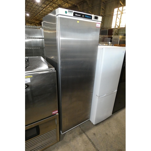1124 - A commercial stainless steel upright single door freezer by Blizzard type L400SS - trade Tested Work... 