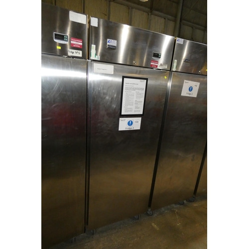 1143 - A commercial stainless steel tall single door fridge by Electrolux no model visible - trade.  Tested... 