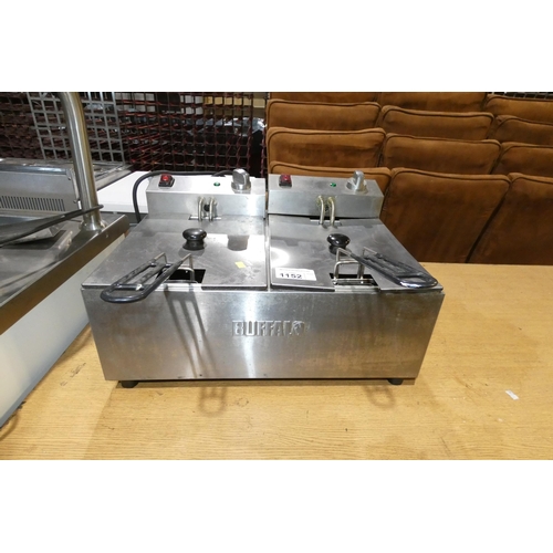 1152 - A commercial stainless steel twin basket deep fryer by Buffalo, 240v - trade