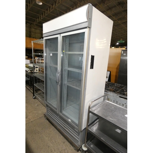 1155 - A mobile 2 door display fridge by Staycold type HD1140-G approx 114x70x214cm - trade.  Tested Workin... 