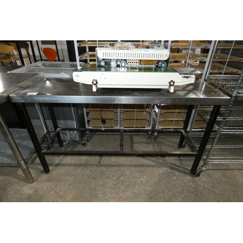 1158 - A commercial stainless steel catering type table approx 52x46cm.