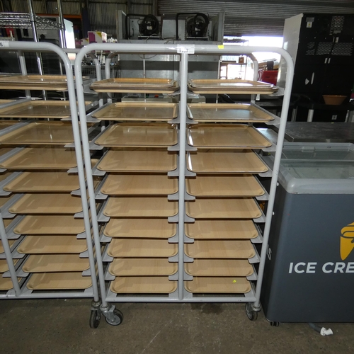 1167 - A mobile catering 20 tier tray rack with trays