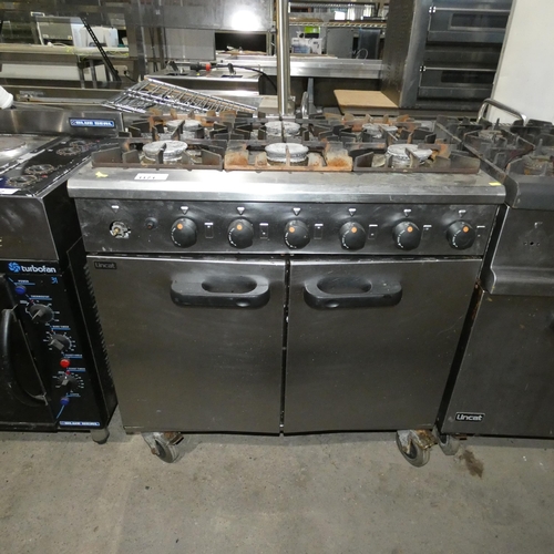 1171 - A commercial stainless steel 6 ring gas fired range by Lincat