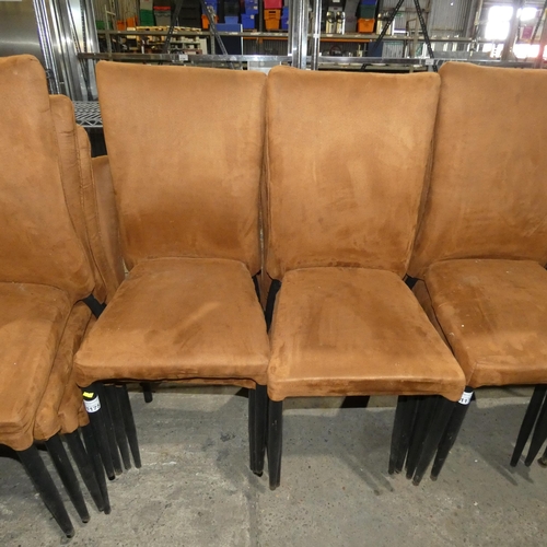 1175 - 8 brown suede effect metal framed stacking chairs