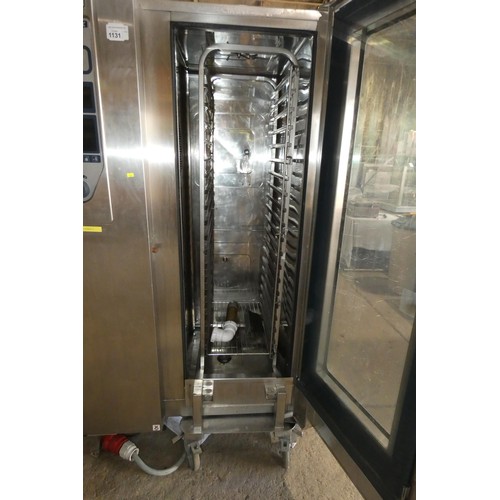 1131 - A commercial stainless steel 20 grid Combi oven by Rational type Clima Plus CPC 201 with mobile rack... 