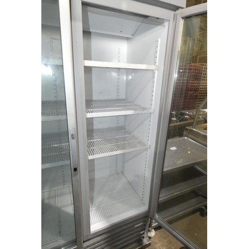 1155 - A mobile 2 door display fridge by Staycold type HD1140-G approx 114x70x214cm - trade.  Tested Workin... 