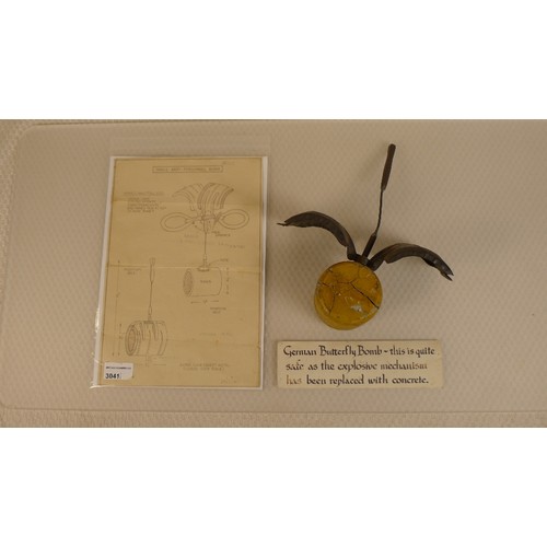 3041 - WW2 - A rare completely inert and safe German SD2 Butterfly Bomb casing (Sprengbombe Dickwandig SD2)... 