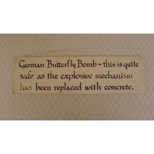 3041 - WW2 - A rare completely inert and safe German SD2 Butterfly Bomb casing (Sprengbombe Dickwandig SD2)... 