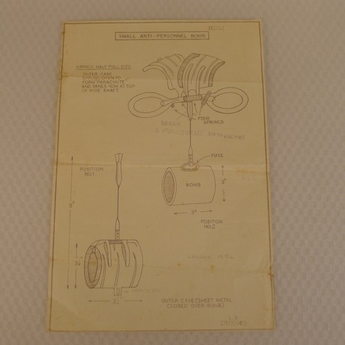 3041 - WW2 - A rare completely inert and safe German SD2 Butterfly Bomb casing (Sprengbombe Dickwandig SD2)... 