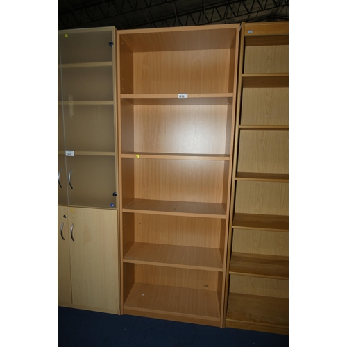 1296 - A tall wood effect office book case approx 75x30x214cm