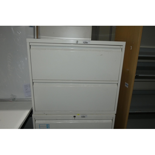 1299 - A white metal 2 drawer lateral cabinet approx 80x48x69cm