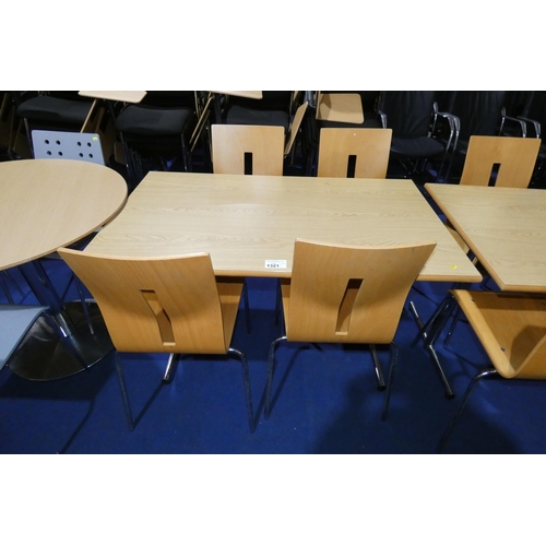 1321 - A rectangular table and 4 x bent wood chairs approx 120x70cm