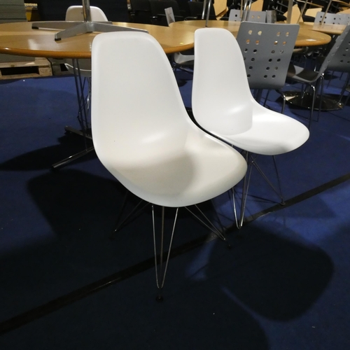 1330 - 2 x white metal framed designer type chairs