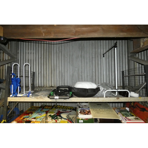 2126 - A quantity of various items including bed guard, car bike rack, car pet guard, clothes rail etc. Con... 