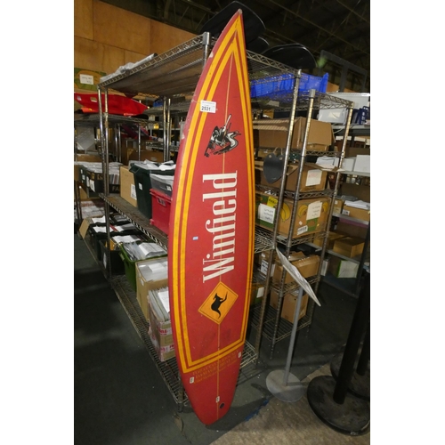 A Winfield tobacco promotional surfboard by Nigel Semmens tobacconalia