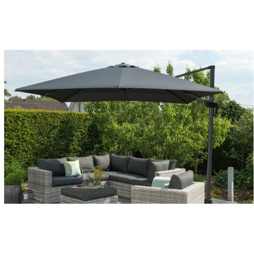 625 - 1 x Hawaii Deluxe 300cm x 300cm cantilever parasol in carbon black /dark grey. Please note that no b... 