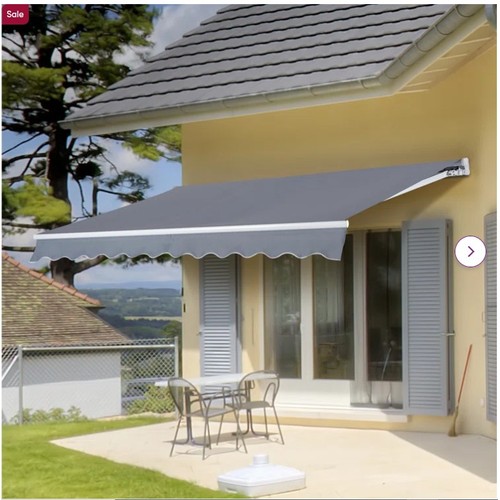 621 - 1 x Dakota Fields retractable patio awning approx 4m w x 3m d RRP £369 - dark grey. Please note miss... 