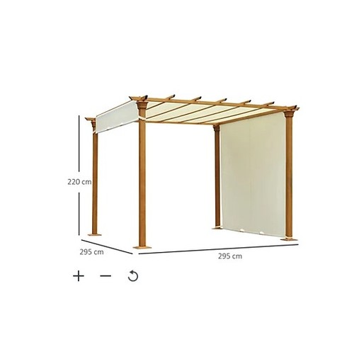 624 - 1 x Outsunny steel frame retractable outdoor garden pergola beige approx 2.95m l x 2.95m w x 2.2m hi... 