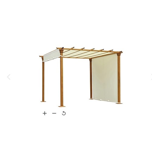 624 - 1 x Outsunny steel frame retractable outdoor garden pergola beige approx 2.95m l x 2.95m w x 2.2m hi... 