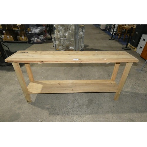 2248 - A Pine console table with shelf below approx 170cm x 36cm x 80cm high