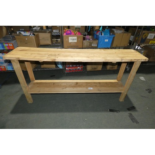 2247 - A Pine console table with shelf below approx 170cm x 36cm x 80cm high