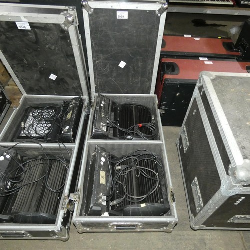 5039 - 2 x ip wash lights supplied in a wheeled flight case