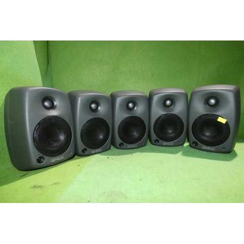 5160 - 5 x Genelec 8020C speakers with 5 x wall mounts and 1 x Genelec Sub speaker