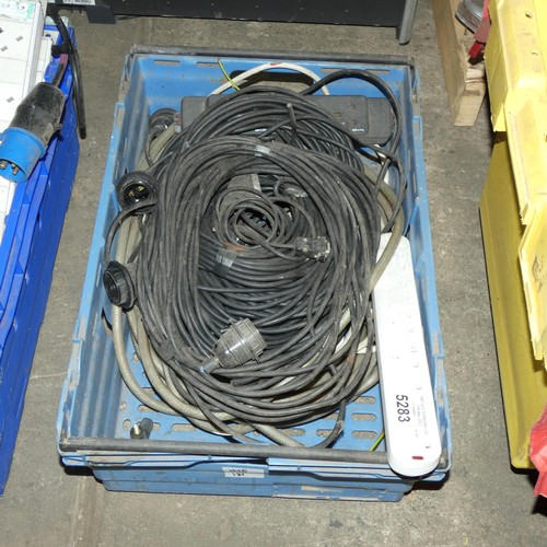 5283 - A quantity of various cables. Contents of 1 plastic crate which is not included