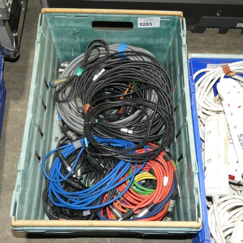 5285 - A quantity of XLR cables. Contents of 1 plastic crate which is not included