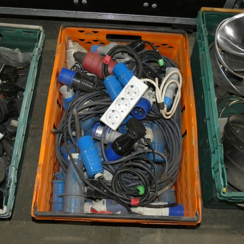 5296 - A quantity of various cables and Ceeform connectors. Contents of 1 plastic crate which is not includ... 