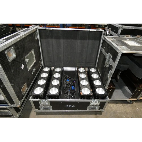 5032 - 4 x IPIX BB4 IP uplights supplied in a wheeled flight case