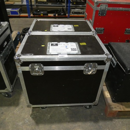 5327 - 2 x wheeled flight cases containing 5 x ADJ Inno spots. Please note that 3 are working and 2 are not... 