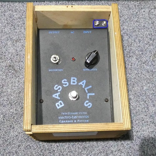 5253A - 1 x Electro-Harmonix Bassballs bass effects pedal with a small wooden case