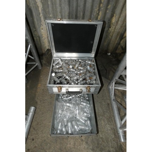 5132A - A large case containing a quantity of eggs & pins for Mobil Truss alloy truss systems