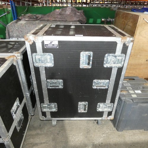 5561 - 1 x 5 Star custom wheeled flight case with rack mount frame on isolators approx 86 x 61 x 111cm high