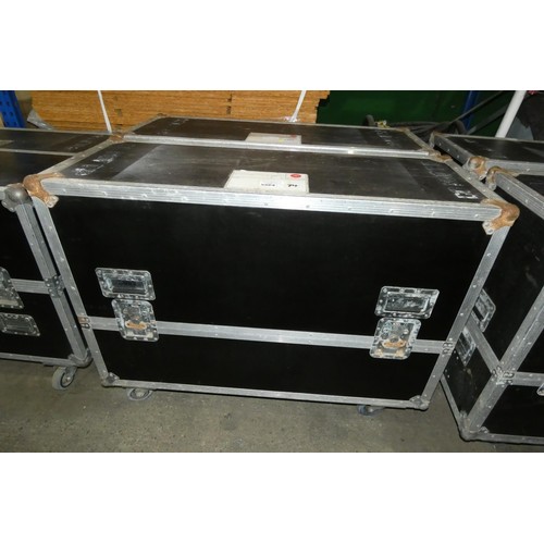 5564 - 1 x Twin LCD custom Flight case on wheels with lift off lid approx 121 x 47 x 93cm high