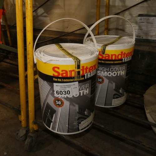 6030 - 2 x 5L cans of Sandtex Woodsmoke coloured exterior paint