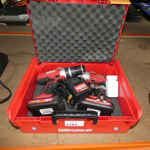 A Workzone twin cordless tool set with 2 x batteries and 1 x charger