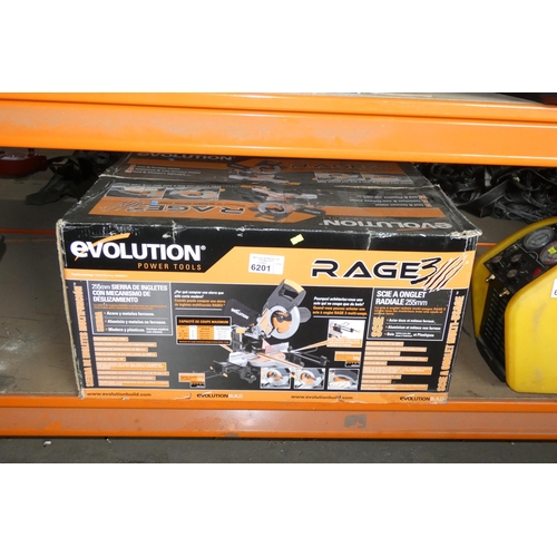 6201 - 1 x Evolution Rage 3 sliding mitre saw 255mm, 240v