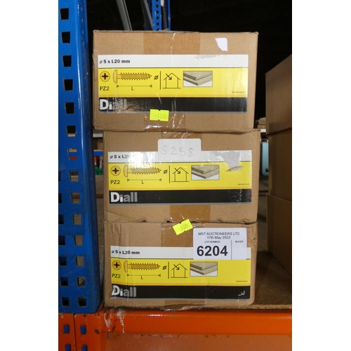 6204 - 3 x boxes of Diall 5 x L20mm screws