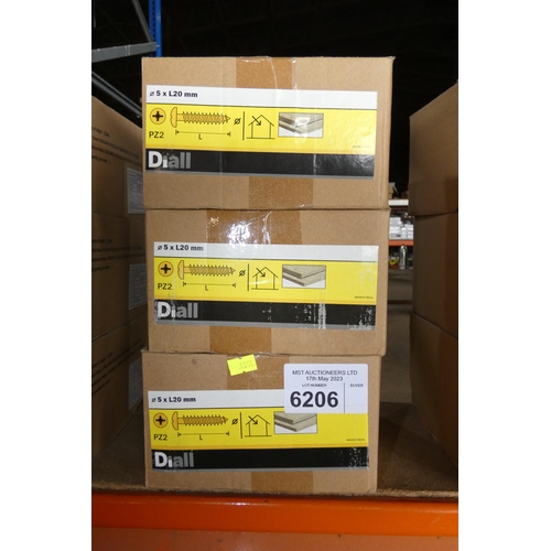 6206 - 3 x boxes of Diall 5 x L20mm screws