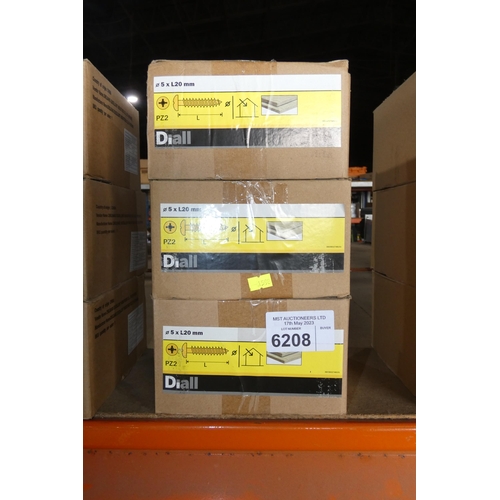 6208 - 3 x boxes of Diall 5 x L20mm screws