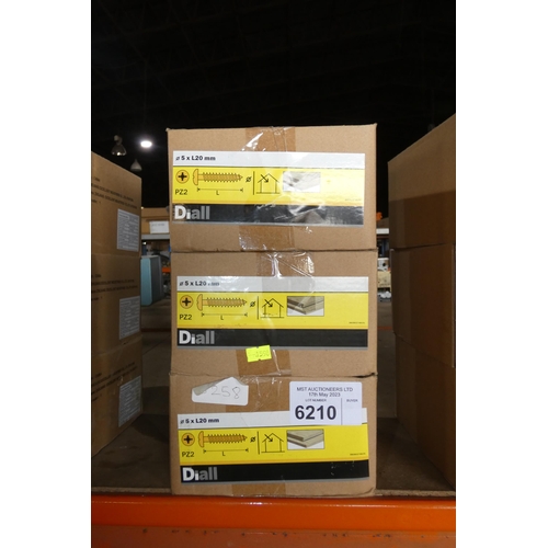 6210 - 3 x boxes of Diall 5 x L20mm screws