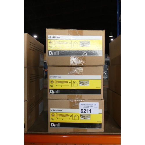 6211 - 3 x boxes of Diall 5 x L20mm screws