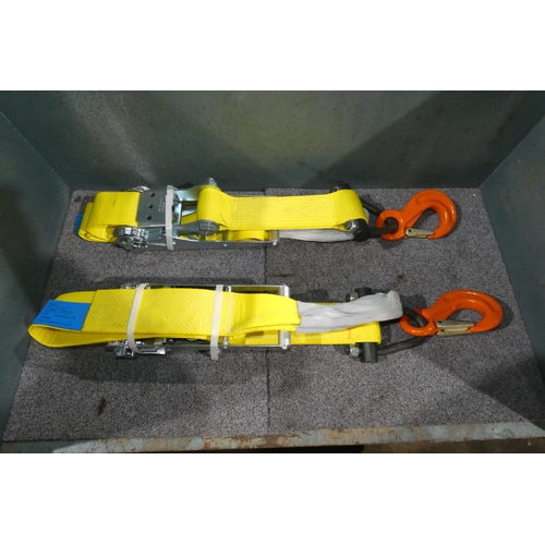 6504 - 2 x ex-MOD Spanset load lashing ratchet straps type LC:5000daN 2.88m