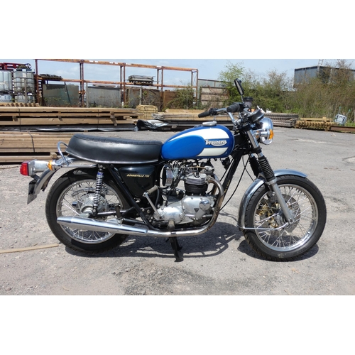 20 - Triumph Bonneville 750 Blue Motorcycle, Reg TYD 781, 1st registered 04/12/1976, Vin no JP75113, 744c...