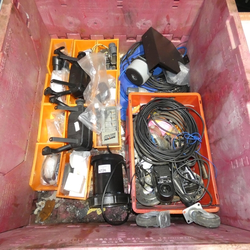 6726 - A quantity of various items including Vanguard mufflers, battery chargers etc. Contents of 1 large d... 