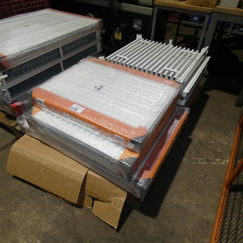 6728 - 1 pallet containing 6 x white metal radiators (3 used and 3 unused)