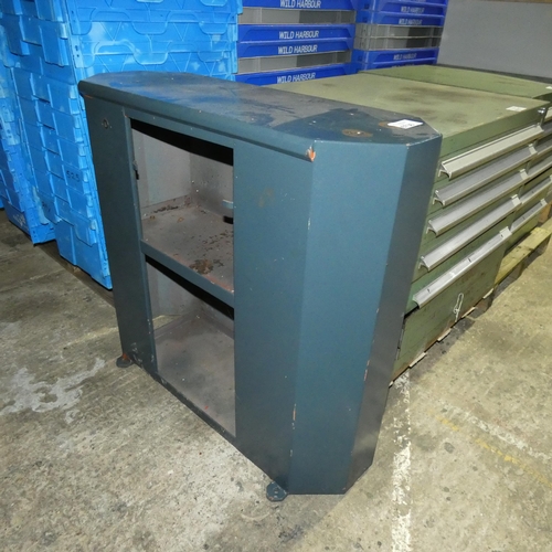 6736 - 1 x grey metal lathe cabinet / stand approx 94 x 35 x 88cm high